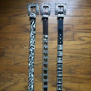 Lot of 3 western bling belts